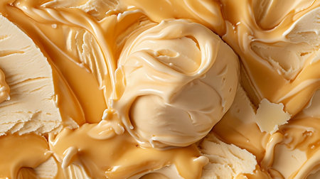Close up butterscotch ice cream textureの素材