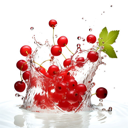 Hawthorn Berry with water splashing isolated on white backgroundの素材