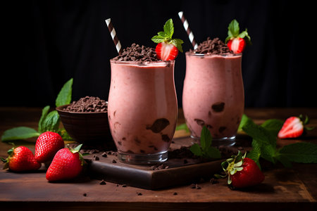 Fresh Strawberry smoothies in a glassの素材