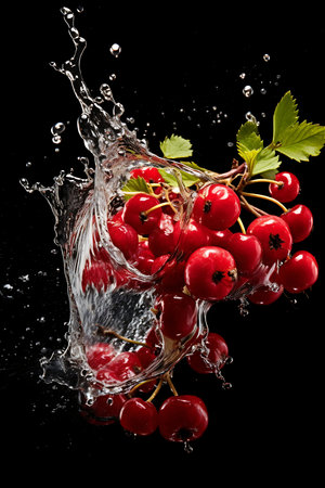 Fresh Hawthorn Berry and splash of waterの素材