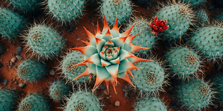 Top view of cactus in the gardenの素材