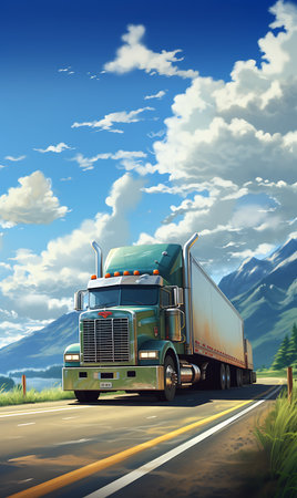 Truck on the road, transportation conceptの素材