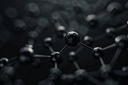 Abstract black molecule structure backgroundの素材