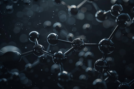 Abstract black molecule structure backgroundの素材