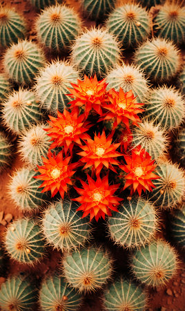 Cactus flowers in the desert. Colorful cactus flowerの素材