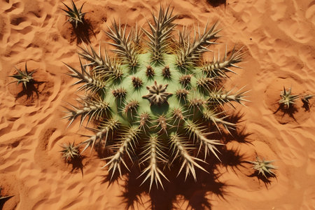 Top view of cactus in the desertの素材