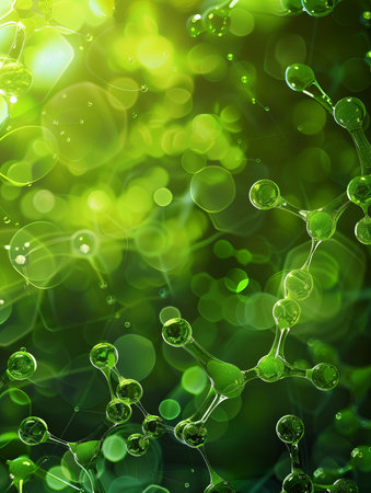 Abstract green molecule structure backgroundの素材