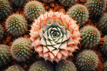 Top view of cactus in the gardenの素材