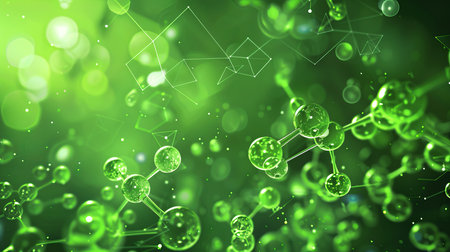 Abstract green molecule structure backgroundの素材