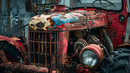 Old tractor and spare partsの素材