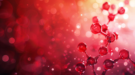 Abstract red molecule structure backgroundの素材