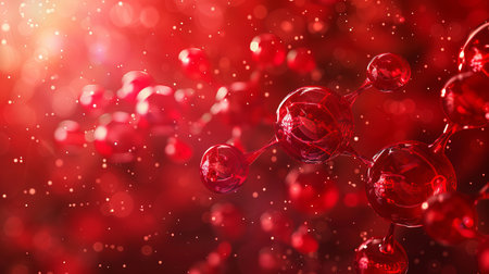Abstract red molecule structure background for science and medical researchの素材