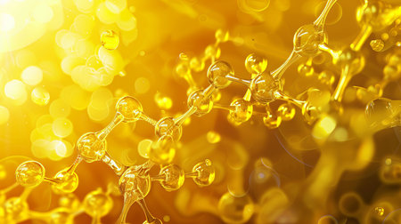 Abstract yellow molecule structure background for science and medical researchの素材