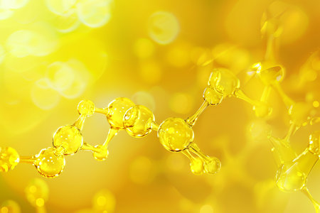 Abstract yellow molecule structure backgroundの素材