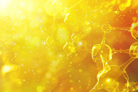 Abstract yellow molecule structure background for science and medical researchの素材