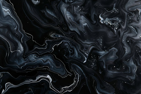 Abstract black fluid art marble paint texture backgroundの素材