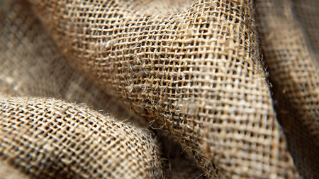 Burlap hessian sacking texture background macro close up.の素材
