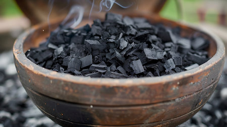 Charcoal put into a cupの素材