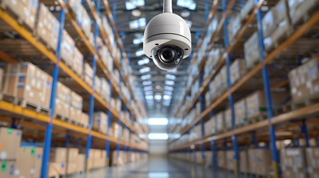 CCTV security camera system in warehouseの素材