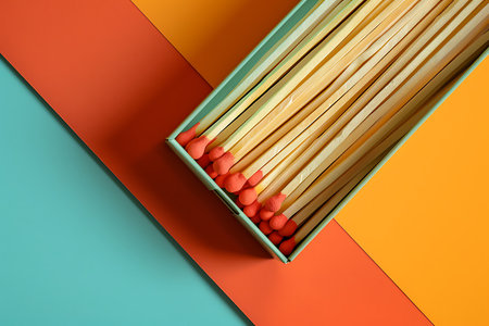 Box of matches on a colors backgroundの素材