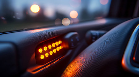 Close up of a seat belt light showing in a modern carの素材