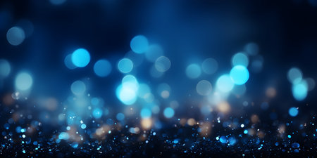 Bokeh lights over dark blue backgroundの素材