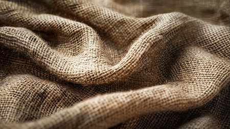 Burlap hessian sacking texture background macro close up.の素材