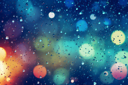 Rain drops on a bokeh backgroundの素材