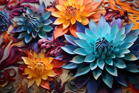 Closeup textural bright exotic flowersの素材