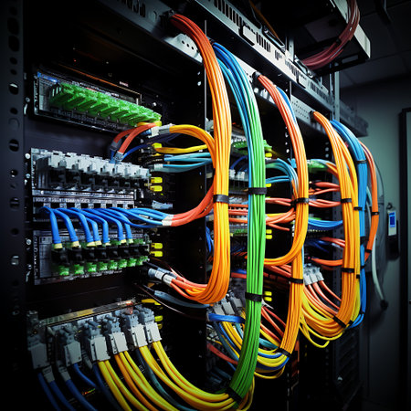 Fiber optic with servers in a technology data centerの素材