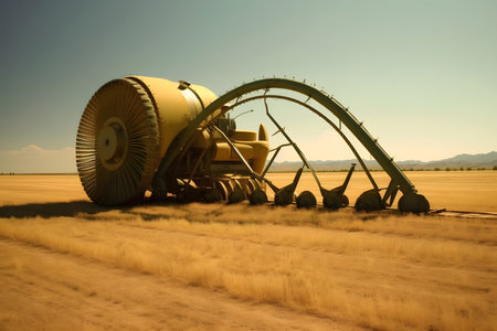Modern agriculture equipment in fieldの素材