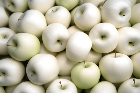 Fresh white apples background, Top viewの素材