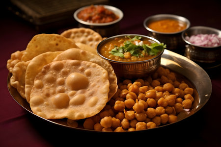 Chole puri or chick pea curry and fried puriの素材