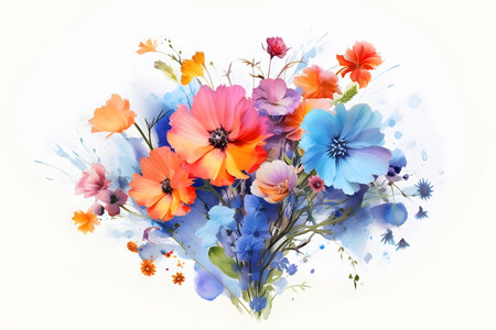 Colorful flowers isolated on white backgroundの素材