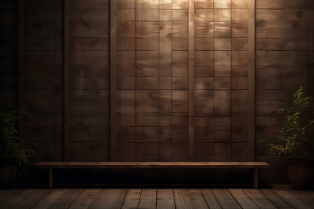Dark wooden wall and floor for backgroundの素材