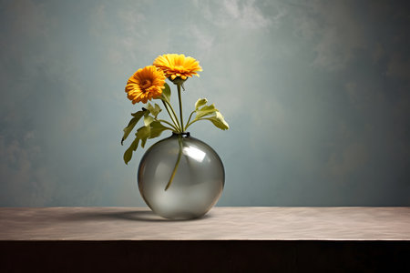 Beautiful flower in a round vaseの素材