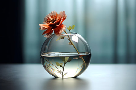 Beautiful flower in a round vaseの素材