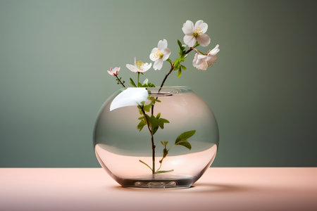 Beautiful flower in a round vaseの素材