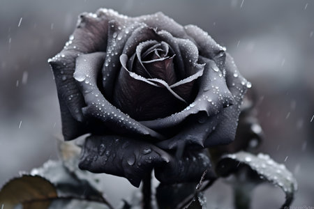 Beautiful black rose background in winterの素材