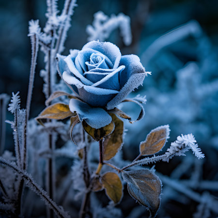 Beautiful frozen blue rose wallpaperの素材