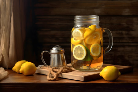 Lemonade with lemon and mintの素材