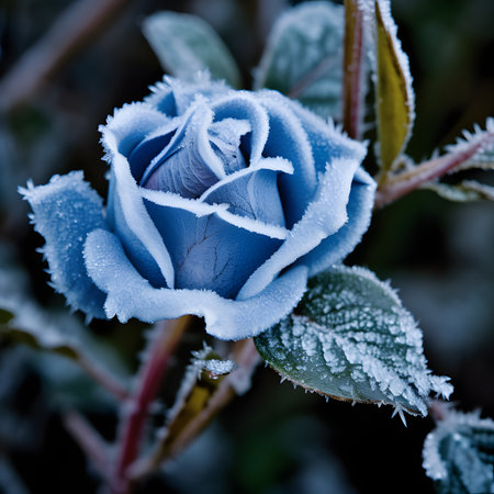 Beautiful frozen blue rose wallpaperの素材