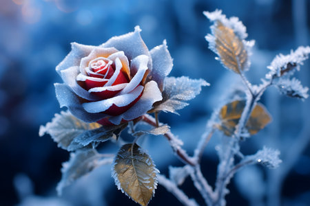 Beautiful Blue rose in winterの素材