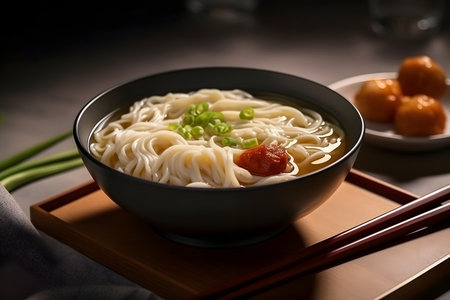 Black bowl with chinese noodlesの素材