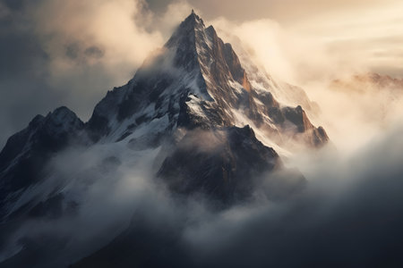 Beautiful view of Mountain, sky and cloudsの素材