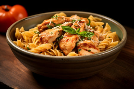 Spices fusilli pasta with chickenの素材