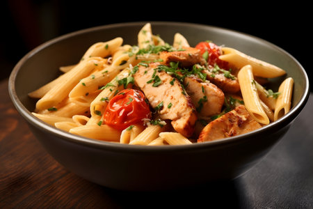 Plate of pasta with chickenの素材