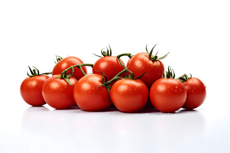 Tomatoes with water drops isolated on white backgroundの素材