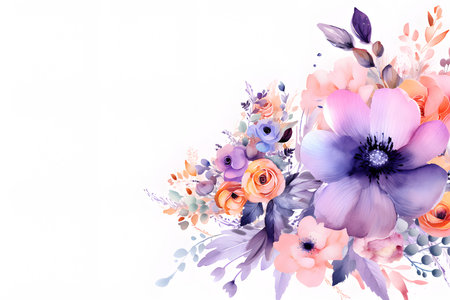 Beautiful watercolor floral on white backgroundの素材