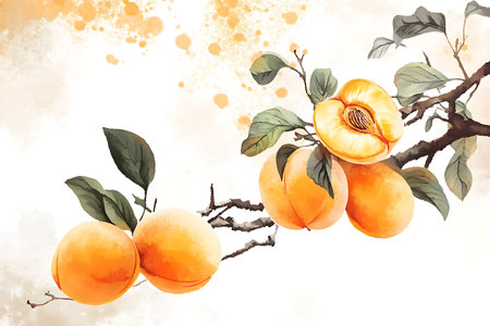Apricot fruit with apricot half with leaves isolated on white backgroundの素材